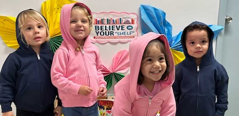 Preschoolers in donated jackets from Coats for Kids